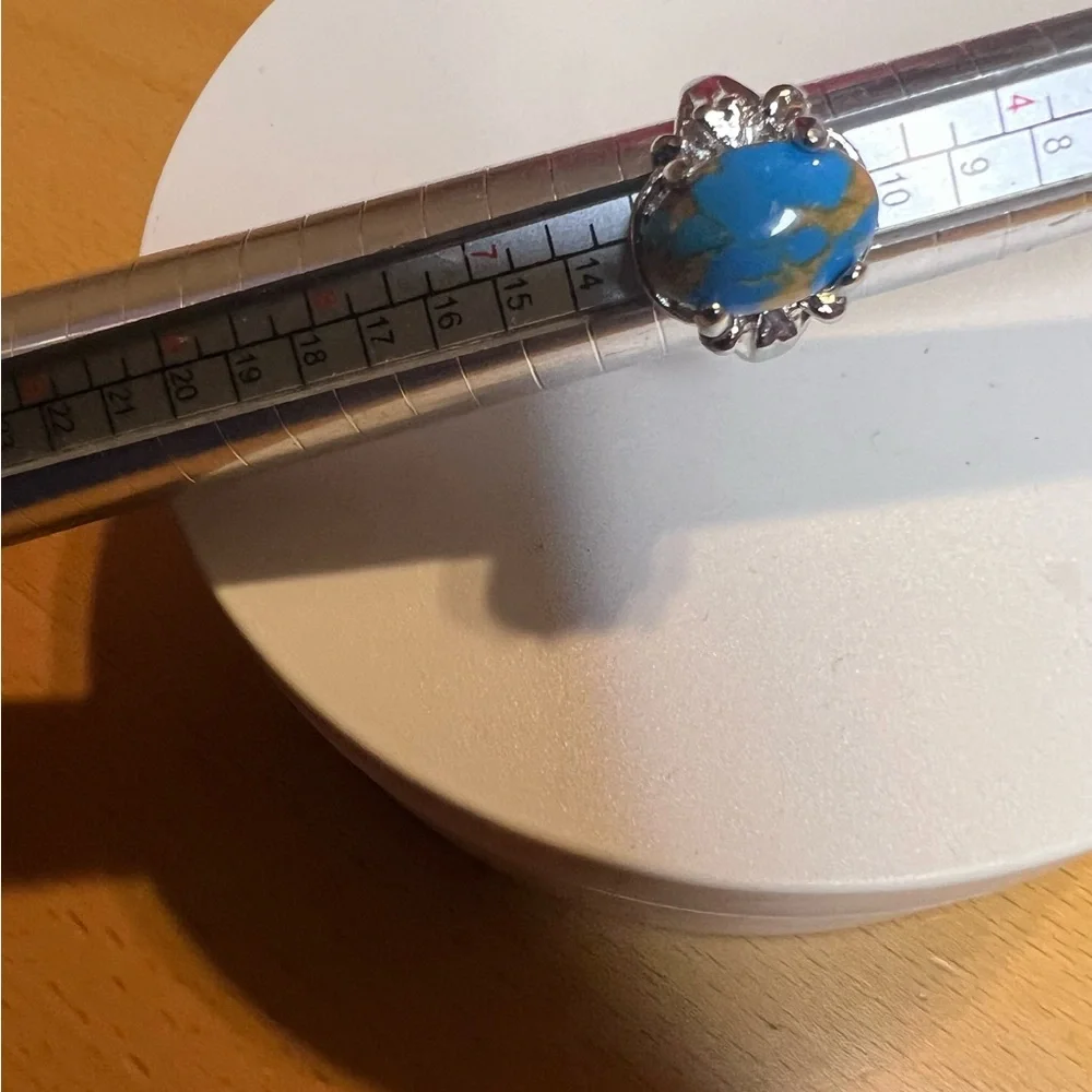 Brand New “Blue Gem”Turquoise Silver Statement Ring
